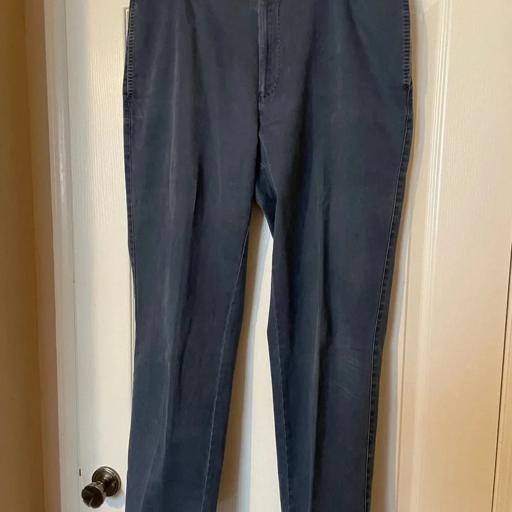 Peter Millar Crown Cotton Chino Vintage Gray Blue Canvas Size 38 Khakis Preppy